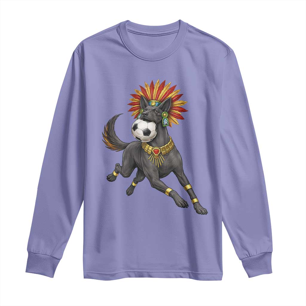 Xolo Dog Soccer Aztec Mexican Fan Gift Long Sleeve Shirt TS12 Violet Print Your Wear