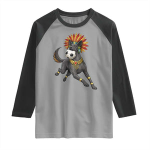 Xolo Dog Soccer Aztec Mexican Fan Gift Raglan Shirt TS12 Sport Gray Black Print Your Wear