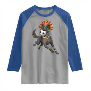 Xolo Dog Soccer Aztec Mexican Fan Gift Raglan Shirt TS12 Sport Gray Royal Print Your Wear