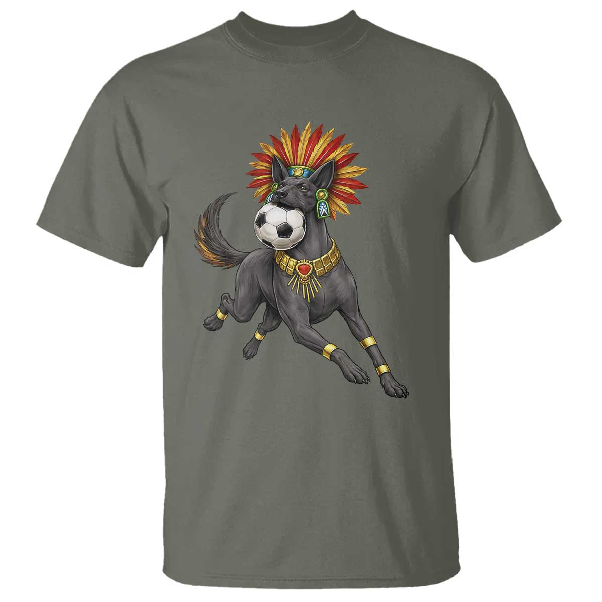 Xolo Dog Soccer Aztec Mexican Fan Gift T Shirt TS12 Military Green Print Your Wear