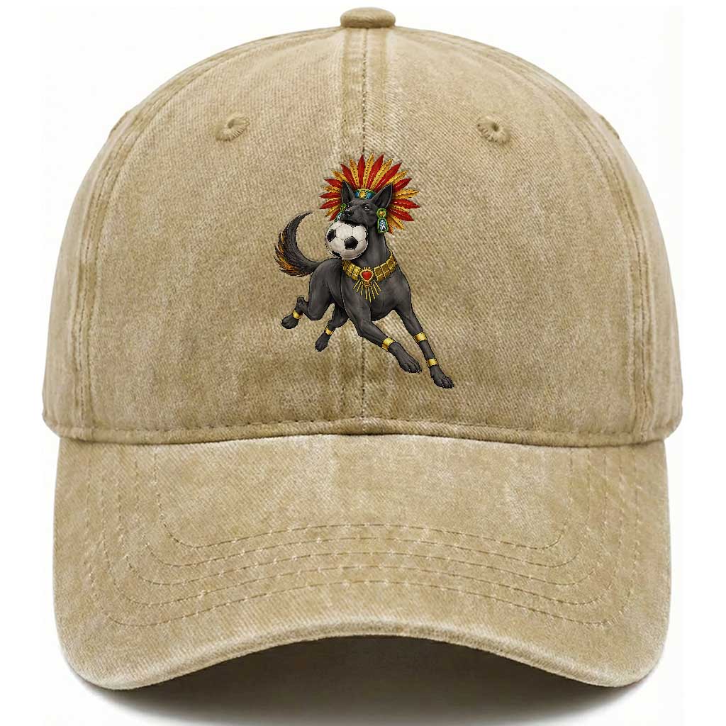 Xolo Dog Soccer Aztec Mexican Fan Gift Washed Cotton Baseball Cap TS12 Print Your Wear