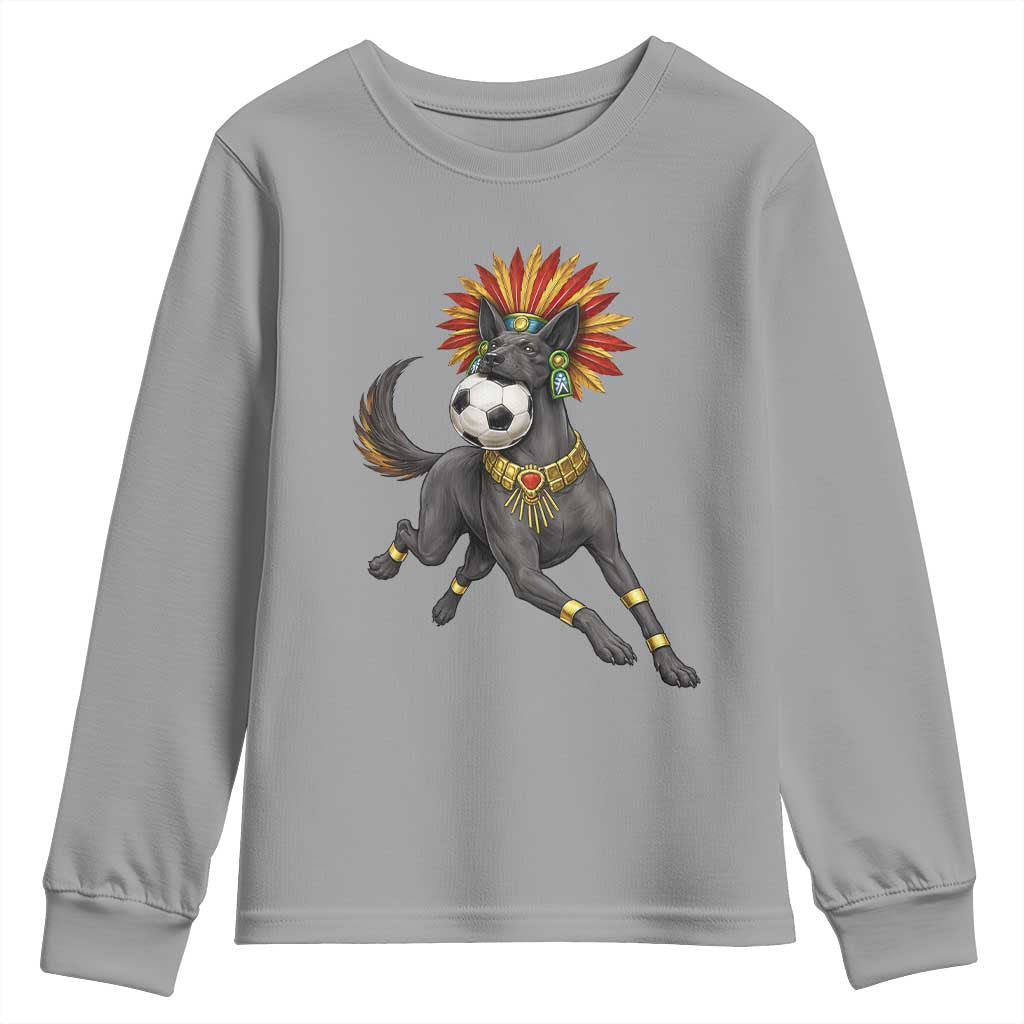 Xolo Dog Soccer Aztec Mexican Fan Gift Youth Sweatshirt TS12 Sport Gray Print Your Wear