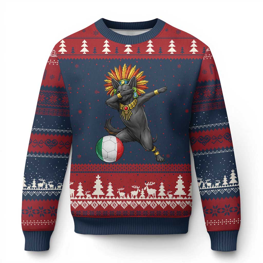 Aztec Xolo Dog Soccer Ugly Christmas Sweater Mexican Heritage Fan Gift TS12 Navy Red Print Your Wear