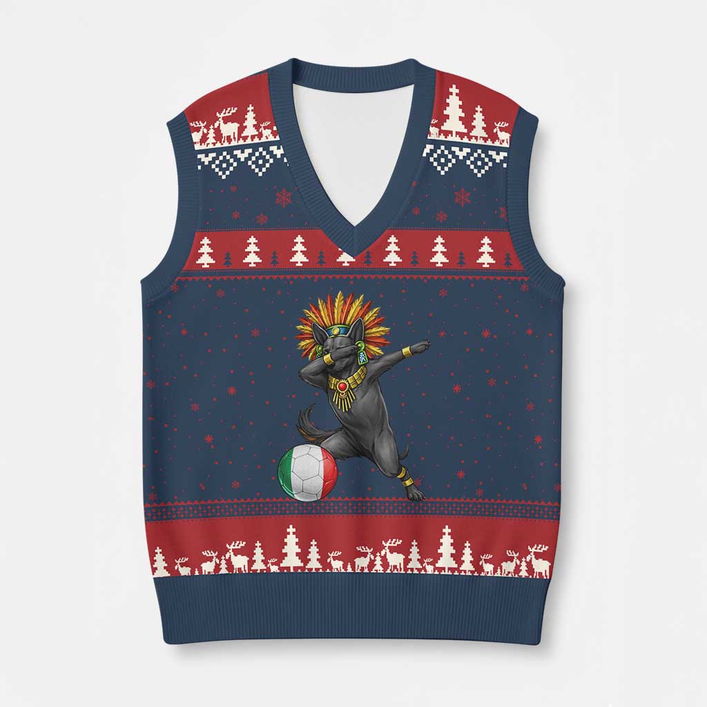 Aztec Xolo Dog Soccer V-Neck Knit Sweater Vest Mexican Heritage Fan Gift TS12 Navy Red Print Your Wear