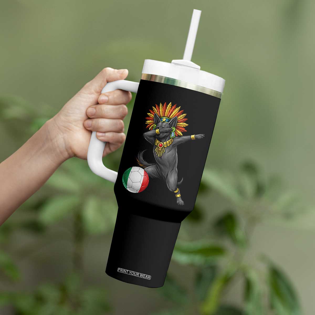 Aztec Xolo Dog Soccer Tumbler With Handle Mexican Heritage Fan Gift TS12 Print Your Wear