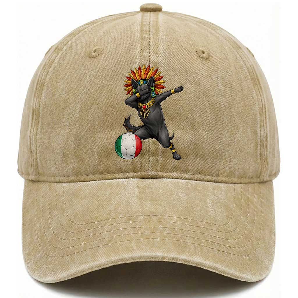 Aztec Xolo Dog Soccer Washed Cotton Baseball Cap Mexican Heritage Fan Gift TS12 Print Your Wear