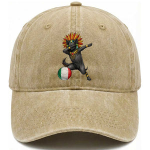 Aztec Xolo Dog Soccer Washed Cotton Baseball Cap Mexican Heritage Fan Gift TS12 Print Your Wear