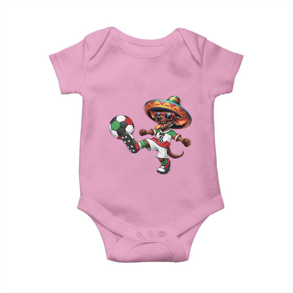 Funny Mexican Xolo Dog Playing Soccer Baby Onesie Football Fan Gift TS12 Light Pink Print Your Wear