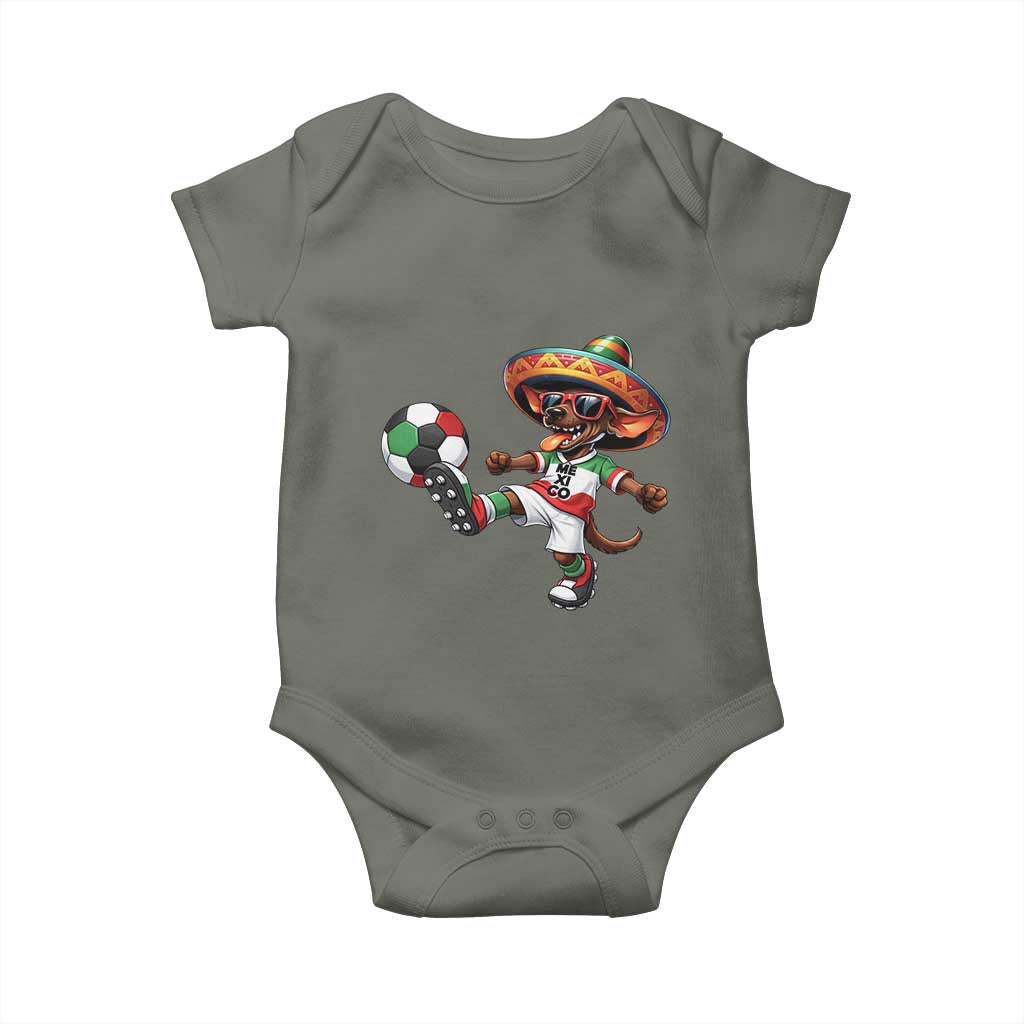 Funny Mexican Xolo Dog Playing Soccer Baby Onesie Football Fan Gift TS12 Military Green Print Your Wear