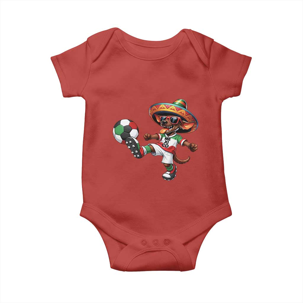 Funny Mexican Xolo Dog Playing Soccer Baby Onesie Football Fan Gift TS12 Red Print Your Wear