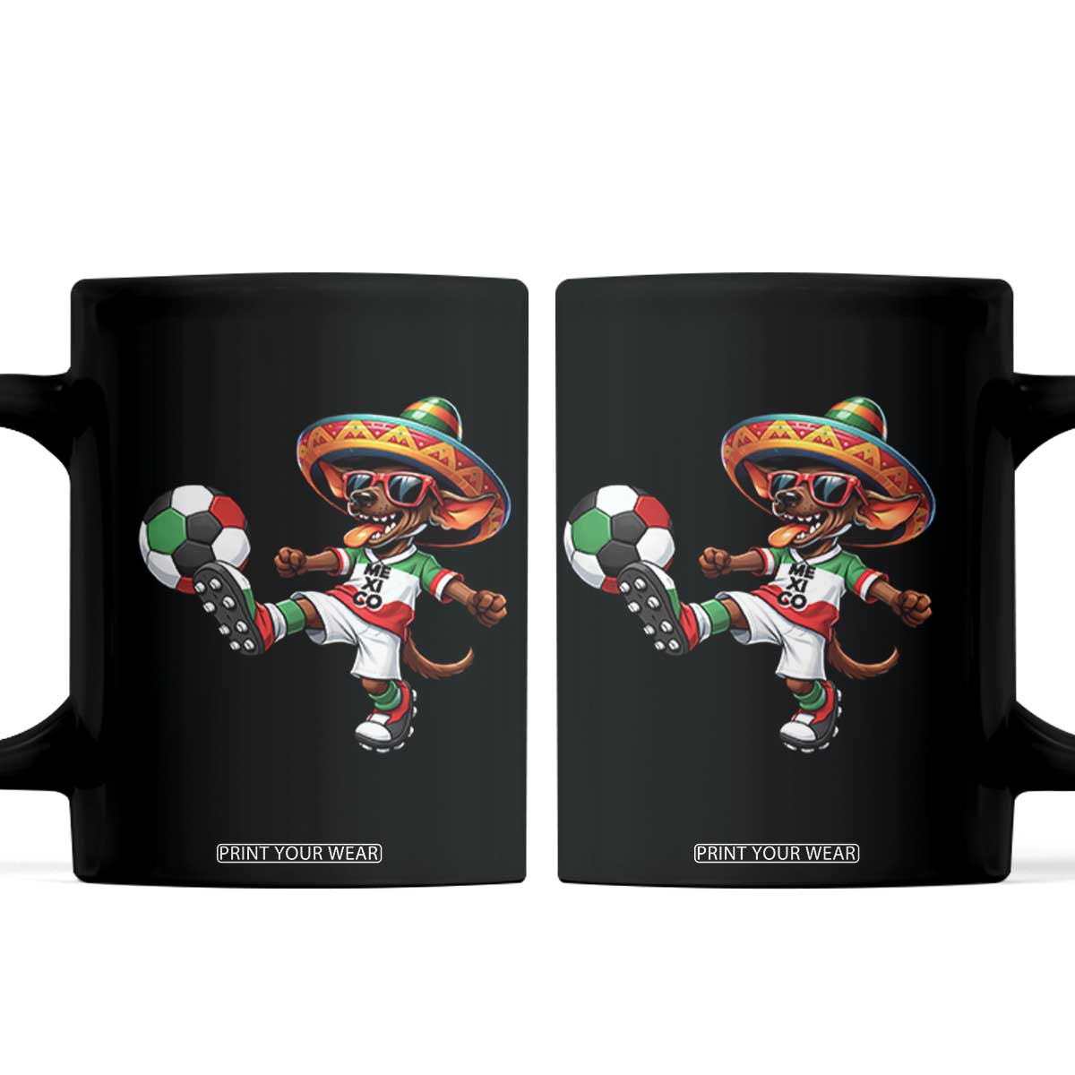 Funny Mexican Xolo Dog Playing Soccer Coffee Mug Football Fan Gift TS12 Black Print Your Wear