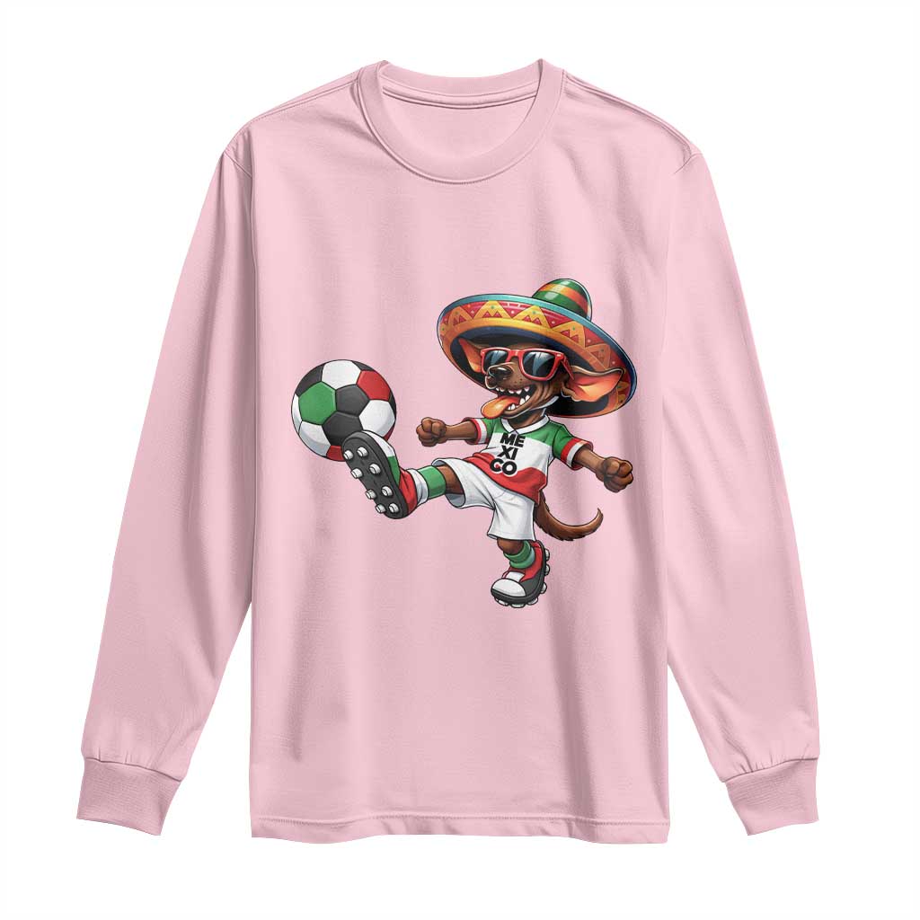 Funny Mexican Xolo Dog Playing Soccer Long Sleeve Shirt Football Fan Gift TS12 Light Pink Print Your Wear