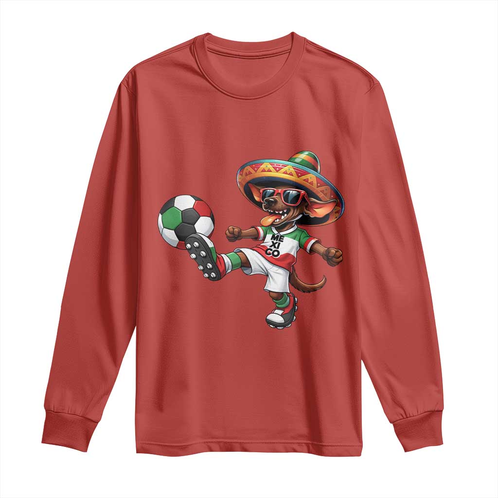 Funny Mexican Xolo Dog Playing Soccer Long Sleeve Shirt Football Fan Gift TS12 Red Print Your Wear