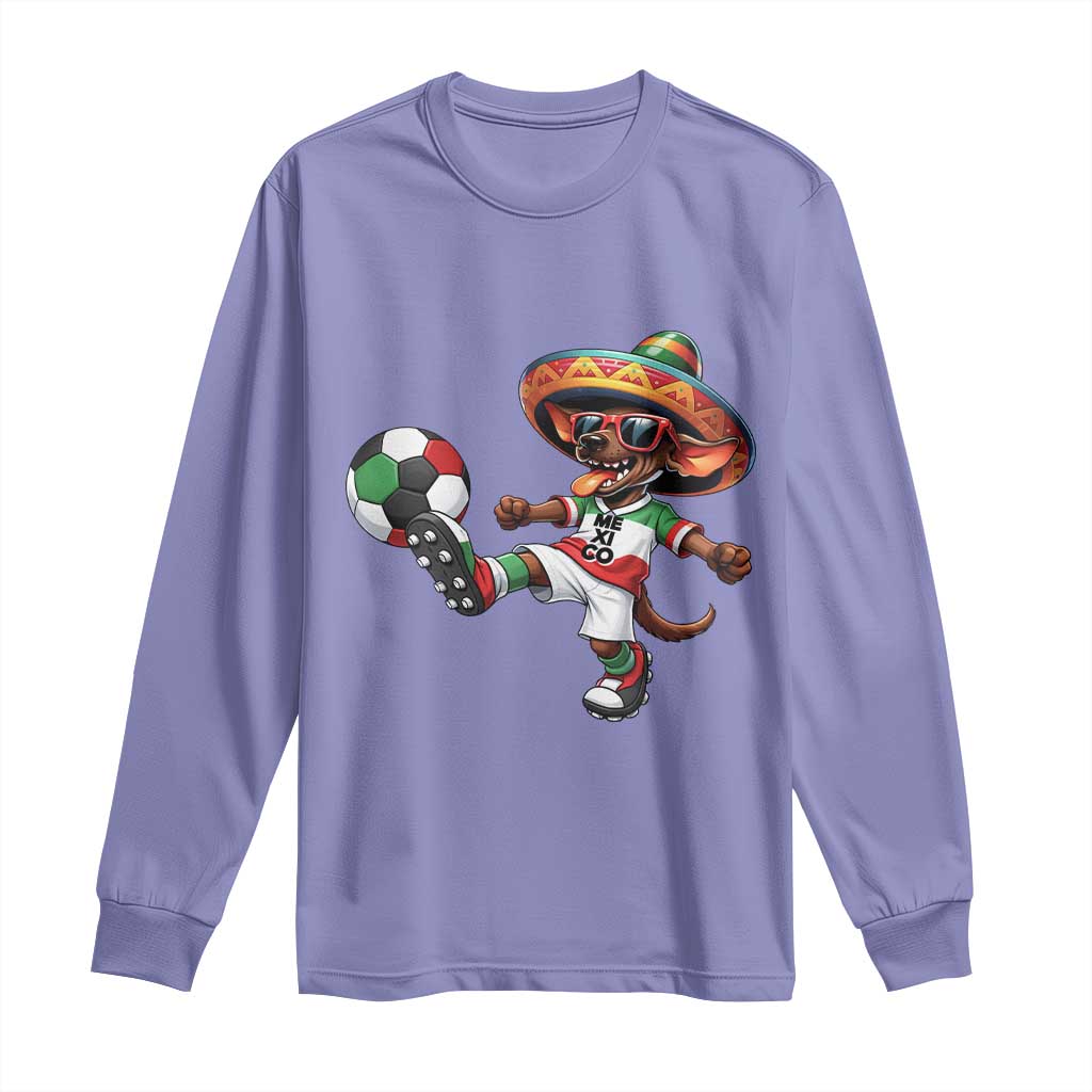 Funny Mexican Xolo Dog Playing Soccer Long Sleeve Shirt Football Fan Gift TS12 Violet Print Your Wear