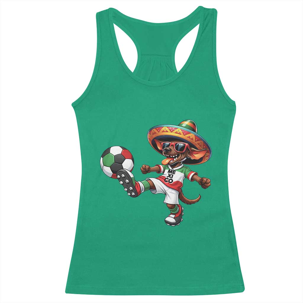 Funny Mexican Xolo Dog Playing Soccer Racerback Tank Top Football Fan Gift TS12 Irish Green Print Your Wear