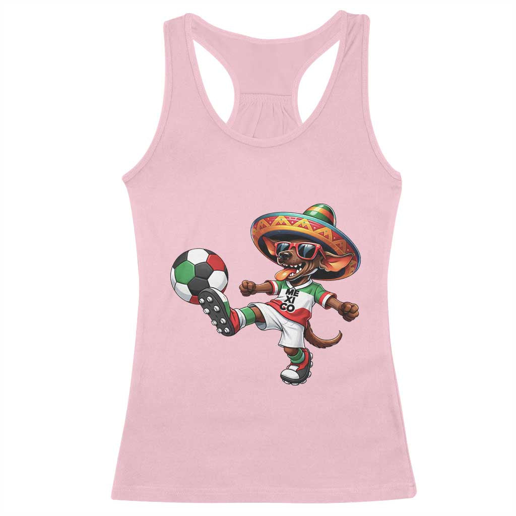 Funny Mexican Xolo Dog Playing Soccer Racerback Tank Top Football Fan Gift TS12 Light Pink Print Your Wear