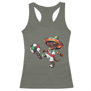 Funny Mexican Xolo Dog Playing Soccer Racerback Tank Top Football Fan Gift TS12 Military Green Print Your Wear