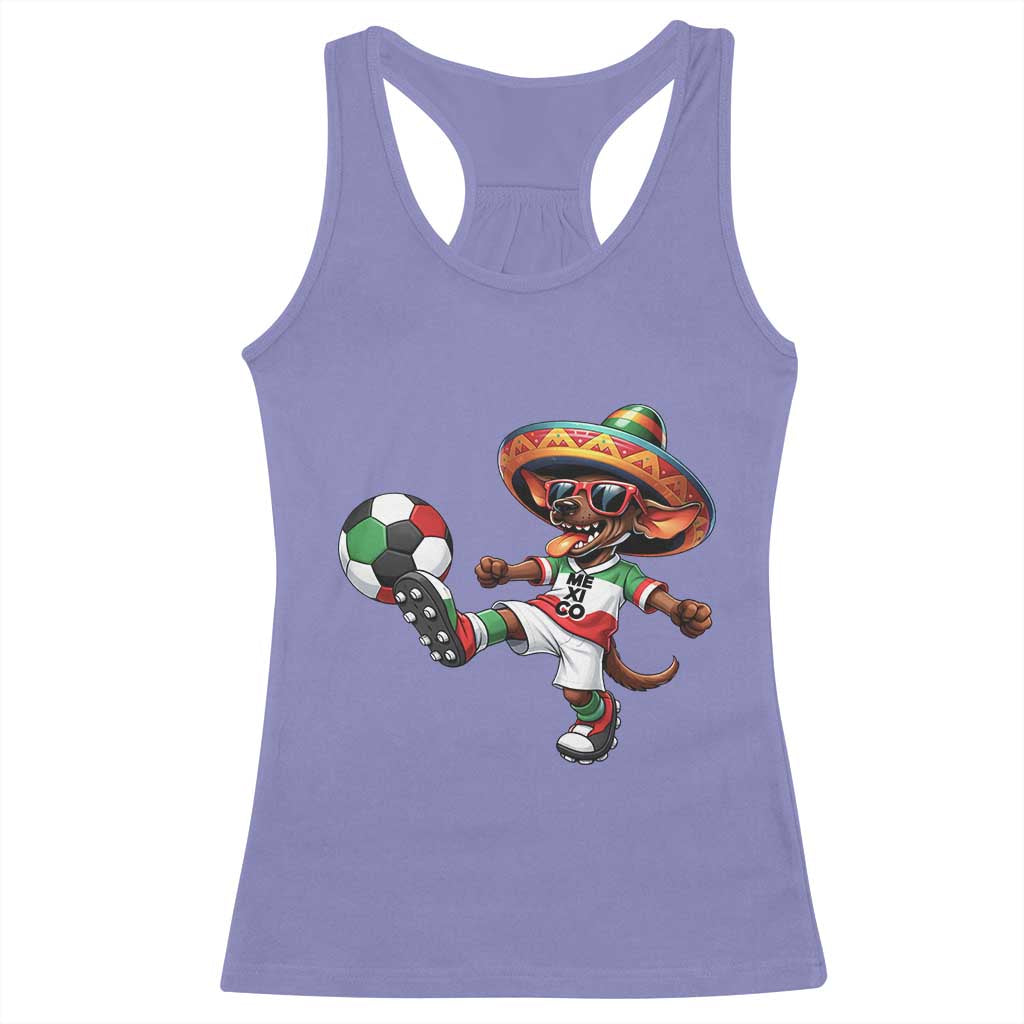 Funny Mexican Xolo Dog Playing Soccer Racerback Tank Top Football Fan Gift TS12 Violet Print Your Wear