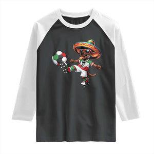 Funny Mexican Xolo Dog Playing Soccer Raglan Shirt Football Fan Gift TS12 Black White Print Your Wear