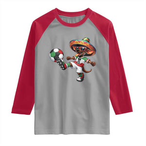 Funny Mexican Xolo Dog Playing Soccer Raglan Shirt Football Fan Gift TS12 Sport Gray Red Print Your Wear