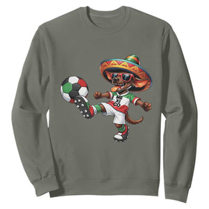 Funny Mexican Xolo Dog Playing Soccer Sweatshirt Football Fan Gift TS12 Military Green Print Your Wear