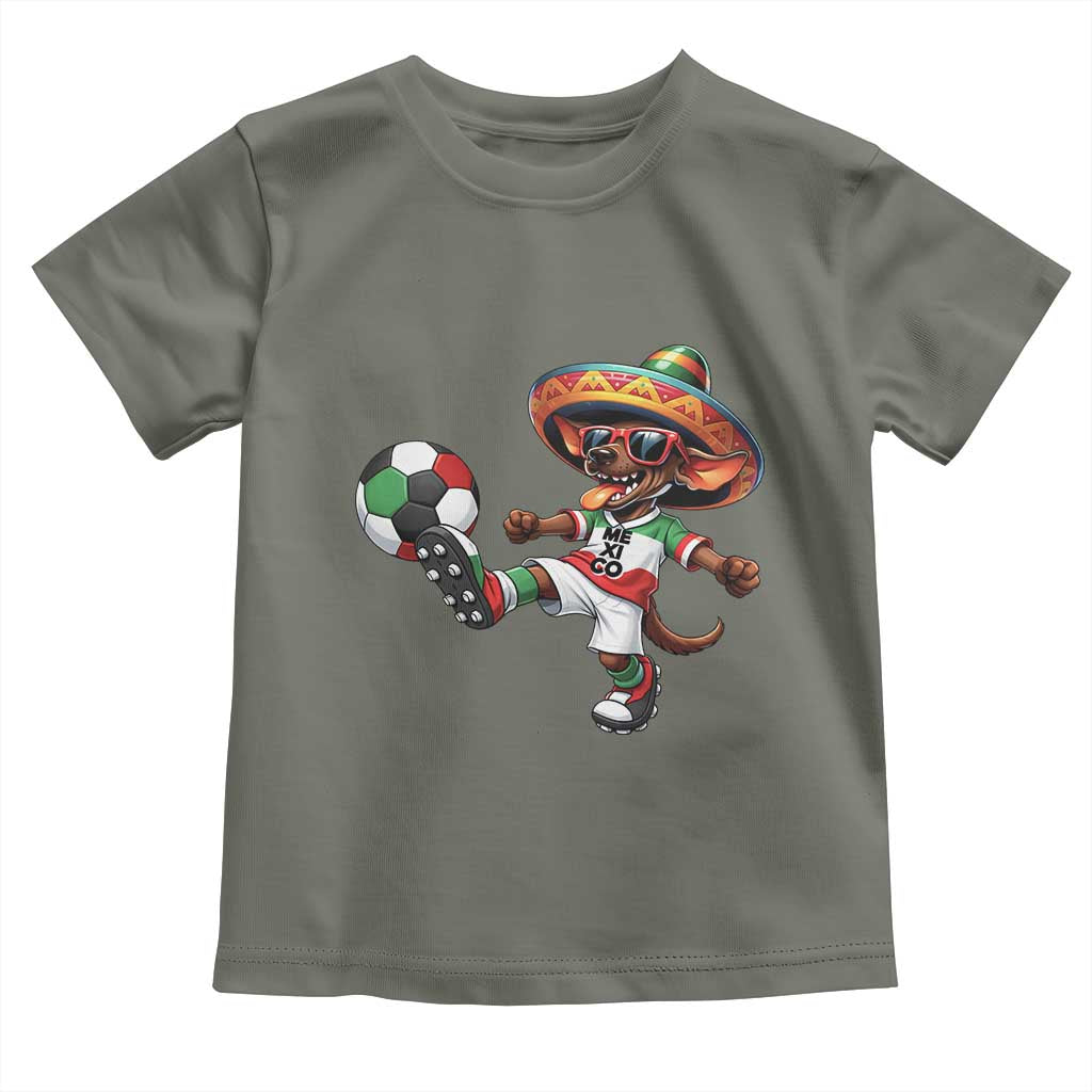 Funny Mexican Xolo Dog Playing Soccer Toddler T Shirt Football Fan Gift TS12 Military Green Print Your Wear
