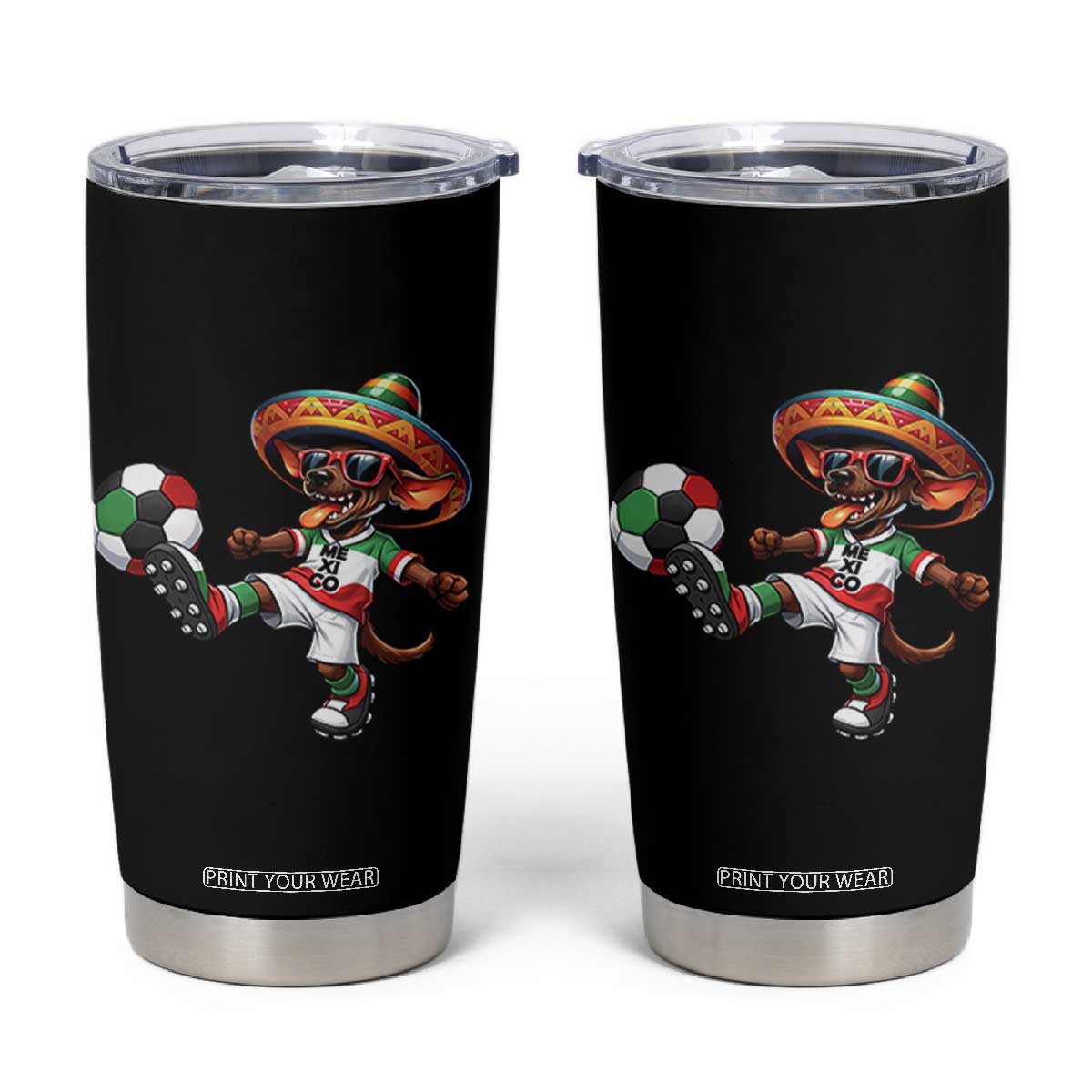 Funny Mexican Xolo Dog Playing Soccer Tumbler Cup Football Fan Gift TS12 Black Print Your Wear