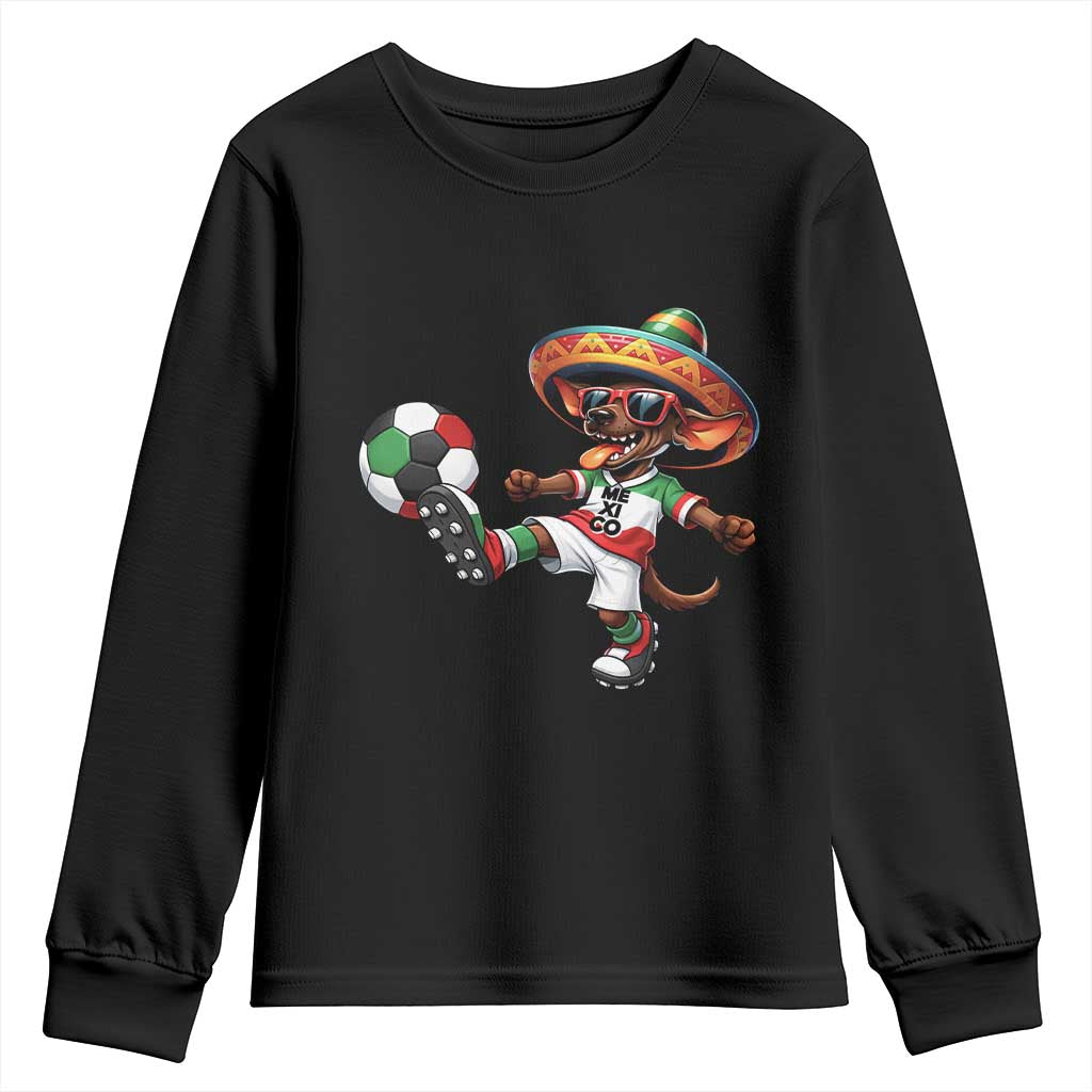 Funny Mexican Xolo Dog Playing Soccer Youth Sweatshirt Football Fan Gift TS12 Black Print Your Wear