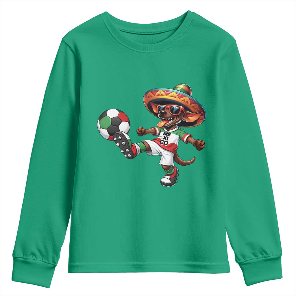 Funny Mexican Xolo Dog Playing Soccer Youth Sweatshirt Football Fan Gift TS12 Irish Green Print Your Wear