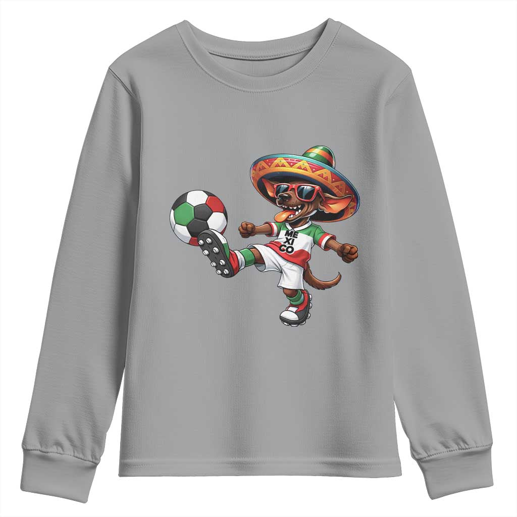 Funny Mexican Xolo Dog Playing Soccer Youth Sweatshirt Football Fan Gift TS12 Sport Gray Print Your Wear