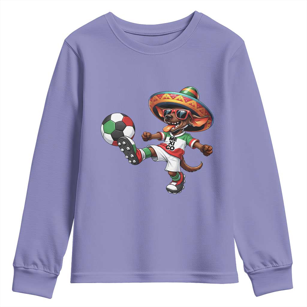 Funny Mexican Xolo Dog Playing Soccer Youth Sweatshirt Football Fan Gift TS12 Violet Print Your Wear