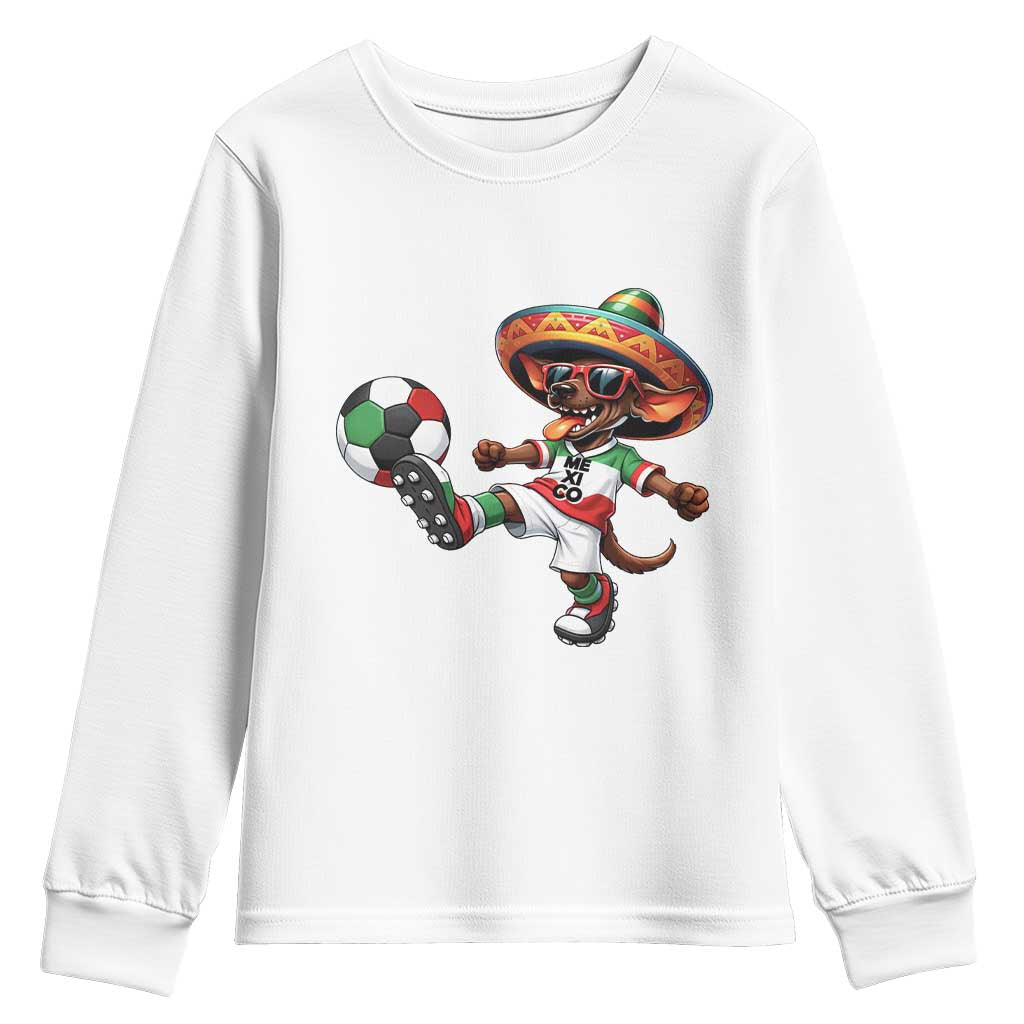 Funny Mexican Xolo Dog Playing Soccer Youth Sweatshirt Football Fan Gift TS12 White Print Your Wear
