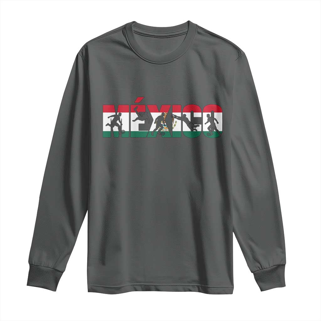 Mexico Soccer Lover Long Sleeve Shirt World Football Fan Gift TS12 Dark Heather Print Your Wear