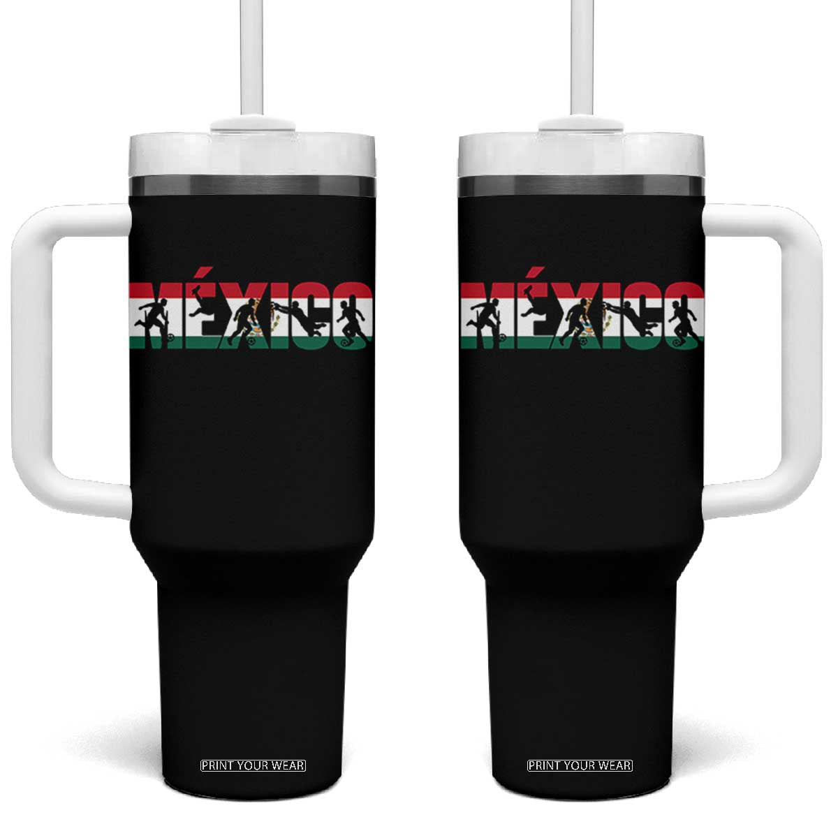 Mexico Soccer Lover Tumbler With Handle World Football Fan Gift TS12 One Size: 40 oz Black Print Your Wear