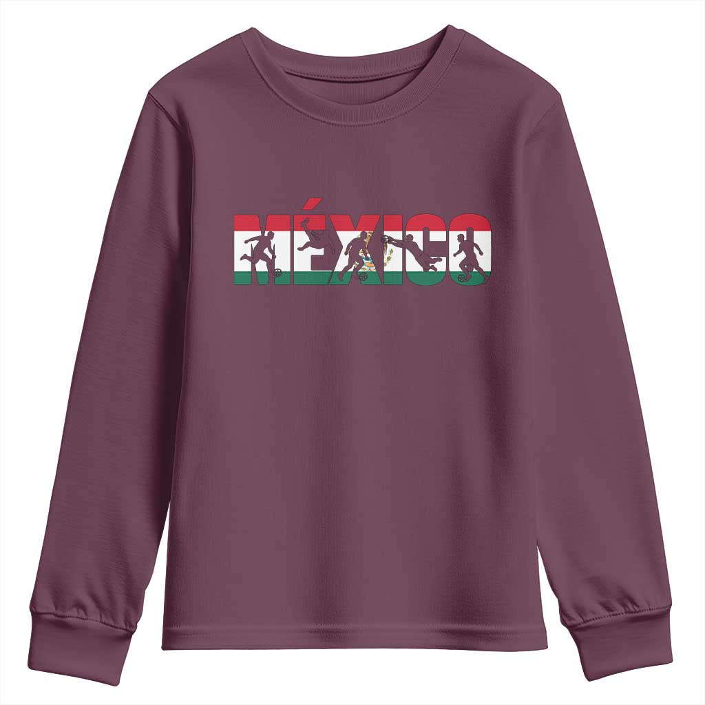 Mexico Soccer Lover Youth Sweatshirt World Football Fan Gift TS12 Maroon Print Your Wear