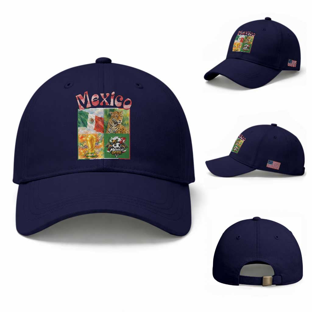 Mexico National Soccer Lover Baseball Cap Patriotic Mexican Fan Gift TS12 Baseball Cap Universal Fit Dark Blue Print Your Wear