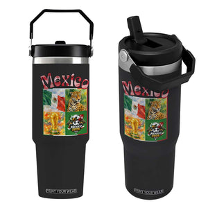 Mexico National Soccer Lover Flip Straw Tumbler Patriotic Mexican Fan Gift TS12 One Size: 30 oz Black Print Your Wear