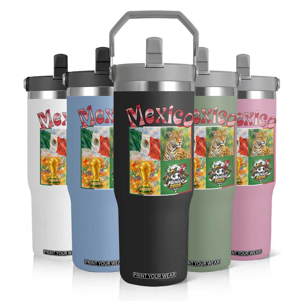 Mexico National Soccer Lover Flip Straw Tumbler Patriotic Mexican Fan Gift TS12 Print Your Wear