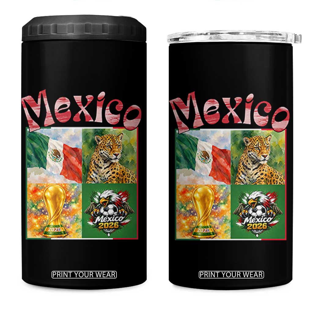 Mexico National Soccer Lover 4 in 1 Can Cooler Tumbler Patriotic Mexican Fan Gift TS12 One Size: 16 oz Black Print Your Wear