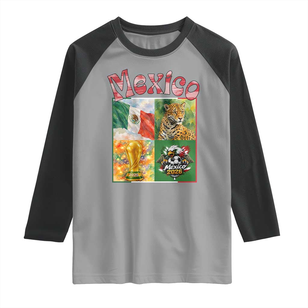 Mexico National Soccer Lover Raglan Shirt Patriotic Mexican Fan Gift TS12 Sport Gray Black Print Your Wear
