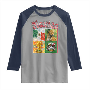 Mexico National Soccer Lover Raglan Shirt Patriotic Mexican Fan Gift TS12 Sport Gray Navy Print Your Wear