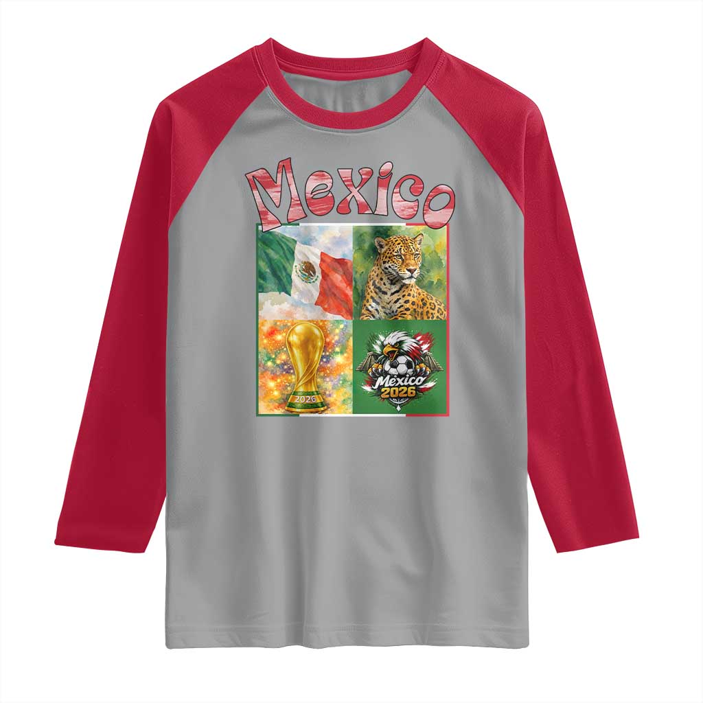 Mexico National Soccer Lover Raglan Shirt Patriotic Mexican Fan Gift TS12 Sport Gray Red Print Your Wear
