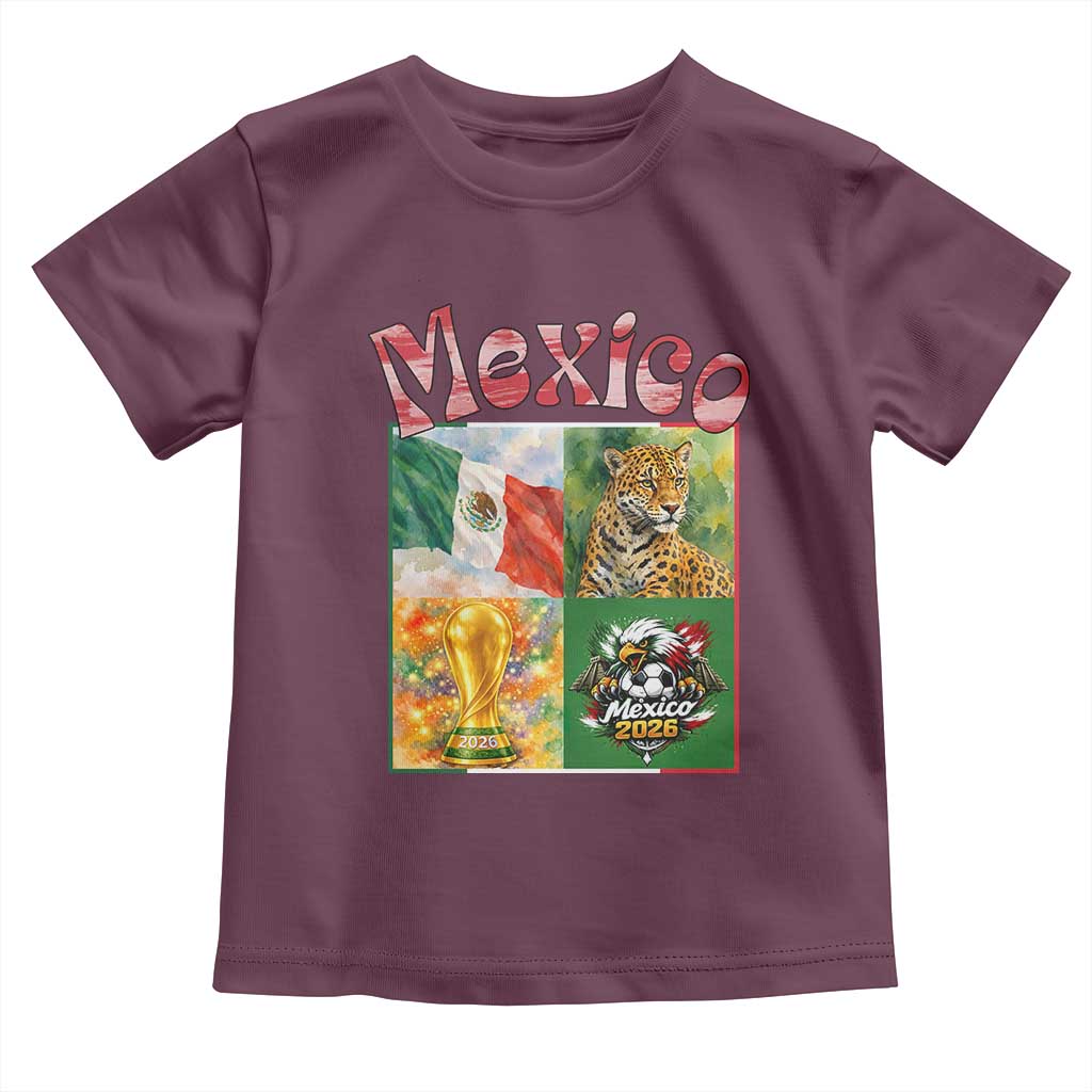 Mexico National Soccer Lover Toddler T Shirt Patriotic Mexican Fan Gift TS12 Maroon Print Your Wear