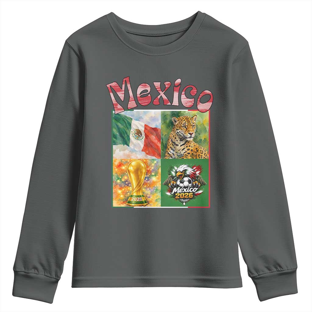 Mexico National Soccer Lover Youth Sweatshirt Patriotic Mexican Fan Gift TS12 Dark Heather Print Your Wear