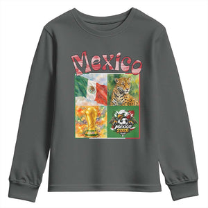 Mexico National Soccer Lover Youth Sweatshirt Patriotic Mexican Fan Gift TS12 Dark Heather Print Your Wear