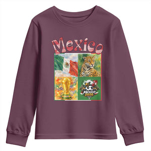Mexico National Soccer Lover Youth Sweatshirt Patriotic Mexican Fan Gift TS12 Maroon Print Your Wear