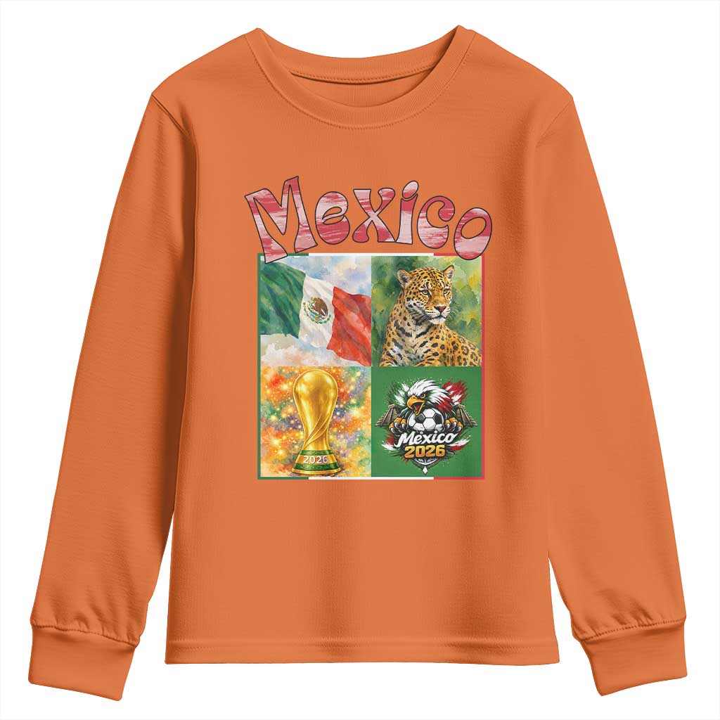 Mexico National Soccer Lover Youth Sweatshirt Patriotic Mexican Fan Gift TS12 Orange Print Your Wear