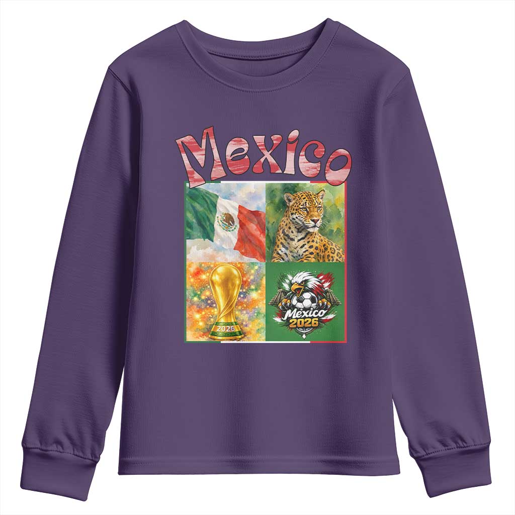 Mexico National Soccer Lover Youth Sweatshirt Patriotic Mexican Fan Gift TS12 Purple Print Your Wear