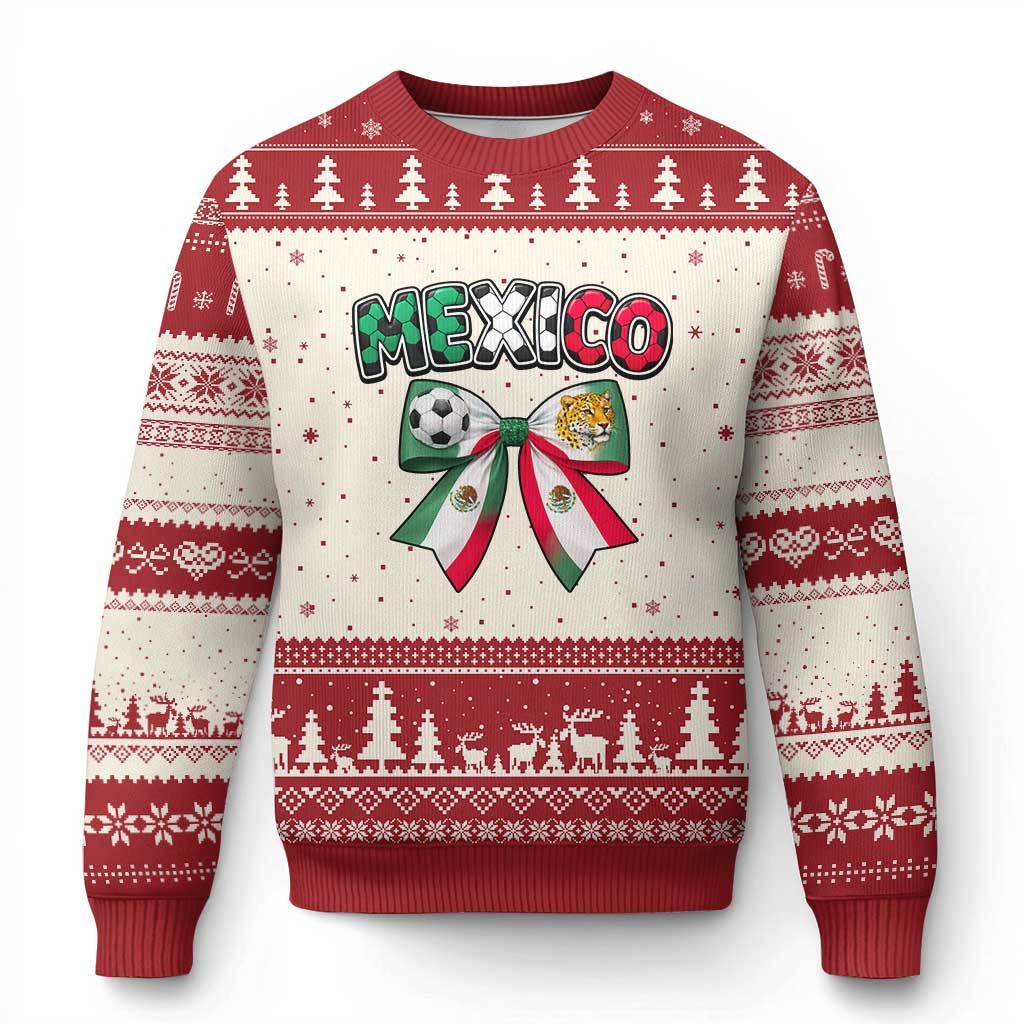 Mexico National Soccer Lover Ugly Christmas Sweater Soccer Pride Fan Gift TS12 Beige Red Print Your Wear