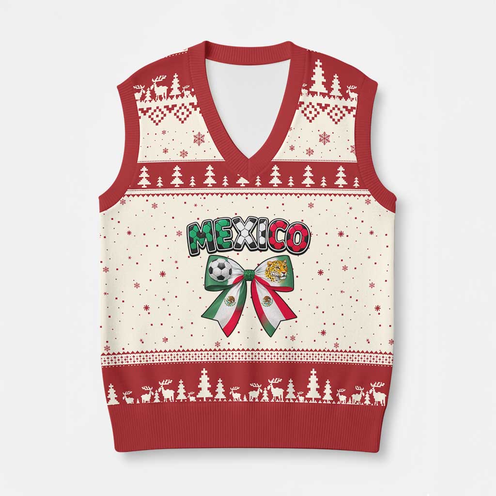 Mexico National Soccer Lover V-Neck Knit Sweater Vest Soccer Pride Fan Gift TS12 Beige Red Print Your Wear